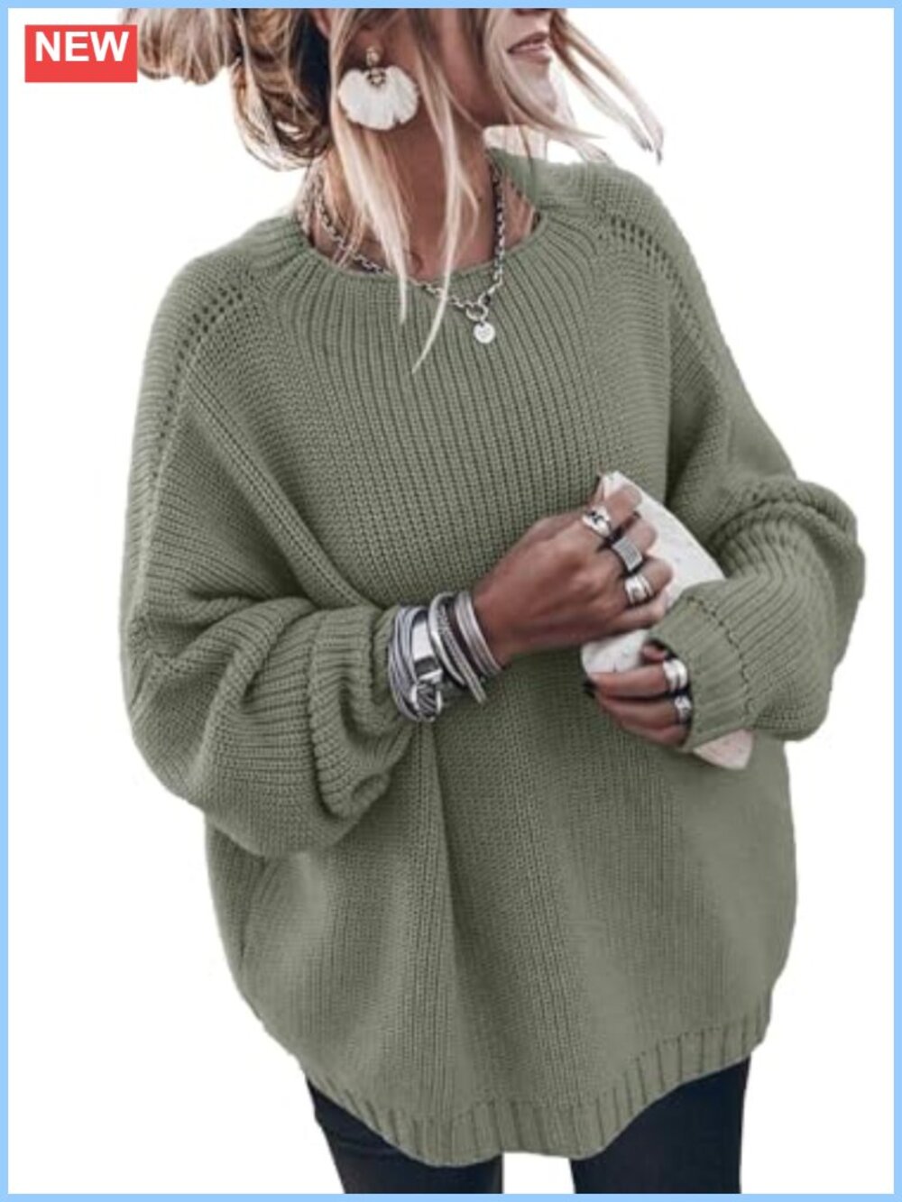 Oversized Mock Neck Knitted Jumper Sweater Long Sleeve Loose Pullover